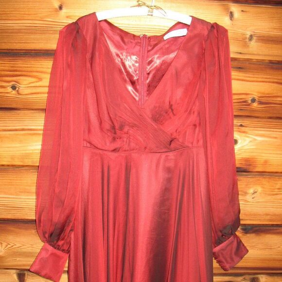 MAC DUGGAL 67873 Womens Sheer Blouson Sleeve Surplice Gown - Picture 7 of 12